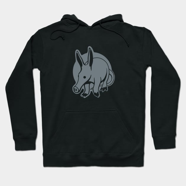 Stylized, minimal art of an marvelous Aardvark in grey ink Hoodie by croquis design